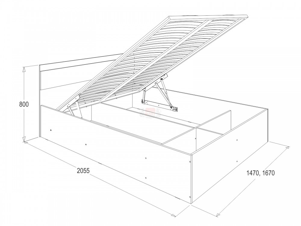 Схема кровати с подъемным механизмом 180х200