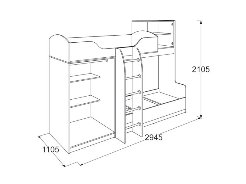Чертеж на 2х ярусную кровать