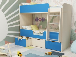 Кровать двухъярусная Малыш двойняшка дуб молочный-голубой в Екатеринбурге - magazinmebel.ru | фото - изображение 1
