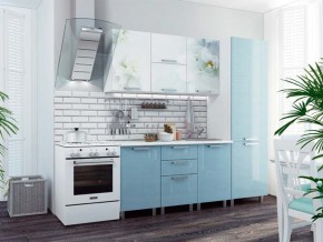 Кухня 2100 Бьянка голубые блестки в Екатеринбурге - magazinmebel.ru | фото - изображение 1