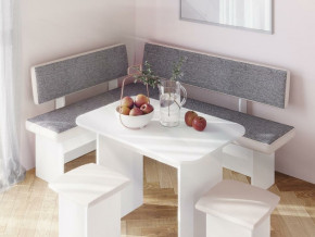 Кухонный уголок Парма Белый, ткань серая в Екатеринбурге - magazinmebel.ru | фото - изображение 3